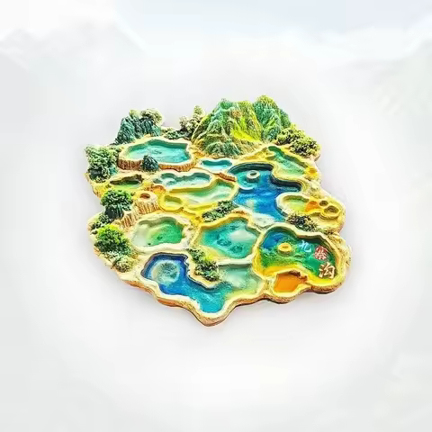 Jiuzhaigou Valley Fridge Magnet - 3D Sichuan Souvenir Colorful Alpine Lake Decor UNESCO World Herita
