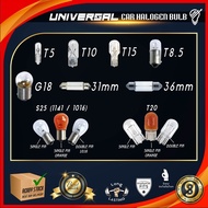 UNIVERSAL CAR HALOGEN BULB T5/T10/T15/4038/1156/1141/1016/T20/T20 AMBER/ROOM LIGHT