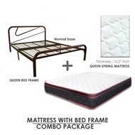 COMBO SET Queen Size Bed Frame with Queen Spring Mattress Katil Queen Tilam Queen 10'5 INCH Upgrade 