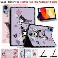 For Realme Pad P80 Android 12 2025 High Quality PU Leather Strawberry Kuromi Stand Flip Cover Tablet