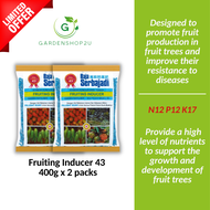 [2 Packs] Fruiting Inducer 43| Fruit Fertiliser| Fertiliser Use to Produce Fruits| Suitable for All Types of Plant| Baja Biru| Baja Pengalak Pembuahan | Baja Buah |Sesuai untuk Semua Jenis Buah| Baja Biru 43| 400g x 2 packs