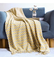 Sofa throw line knitted blanket on the bed coverlet sofa yellow plaid stripe travel TV nap blanket soft home decor tapestry summer air conditioning blanket