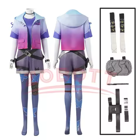Anime Game Valorant Cosplay Clove Costume Purple Uniform Suit Top Jacket Pants Wigs Rings Shoes For 