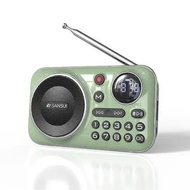 SANSUI ดั้งเดิมลำโพงวิทยุ FM แบบพกพากลางแจ้งลำโพงบลูทูธเครื่องเล่นเพลง MP3รองรับการบันทึกหูฟัง