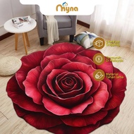 MYNA | Rose Flower Carpet with Anti-Slip Silicone Base | Bedroom Floor Rug