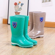 Ladies Rain Boots Women Adult Soft-Soled Rubber Shoes Women Waterproof Long Rain Boots New Long Cott
