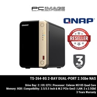 QNAP TS-264-8G 2 Bay Intel quad-core dual-port 2.5GbE NAS supports M.2 SSD caching