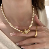 Saturnus pearl necklace, Lady West necklace, planet energy necklace