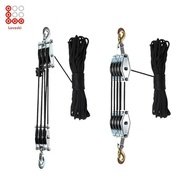 [Lovoski] Rope Pulley Hoist Block and Tackle Pulley System Rope Hoisting Lifting Heavy Objects for G