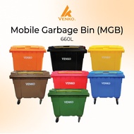 [660L / 1100L] Venko Green Mobile Garbage Bin / Tong Sampah Bergerak Hijau Tugas Berat