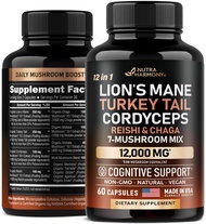 Mushroom Supplement - Organic Lion's Mane | Turkey Tail | Chaga | Cordyceps | Reishi | Maitake | Shi