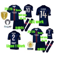 25/26 O.DEMBELE jersey 25/26 PSG jersey Home soccer clothe kid suit KVARATSKHELIA D.DOUE VITINHA HAK