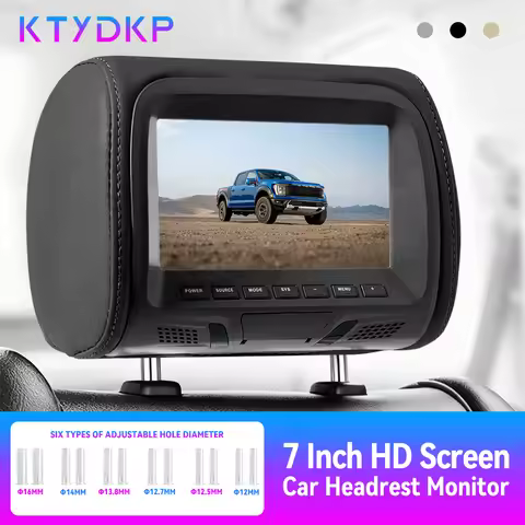KTYDKP Car Headrest Monitor 7 Inch TFT LED Screen Pillow AV Input Universal