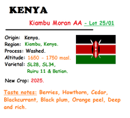 SPECIAL COFFEE - HẠT - 2 TÚI 250 GRAM (Gross Weight) - KENYA KIAMBU MORAN AA Lot 25/01.