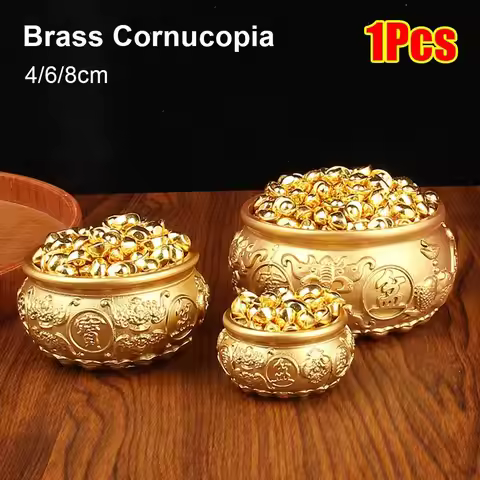 1Pcs Fortunate Brass Cornucopia Good Luck Attract Wealth Treasure Bowls Magical Power 4/6/8cm Deskto