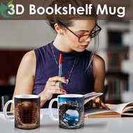 3D Bookshelf Mug 11oz Creative 3D Library Shelf Mug White Ceramic 3D Book Coffee Cup 8.2x9.5cm SHOPQ