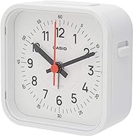 CASIO TQ-169-7JF Alarm Clock, White Analog Travel Clock with LED Lights