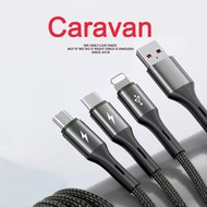 Caravan Crew 3 in 1 Cable for Iphone + Micro + Type-C Fast Charging