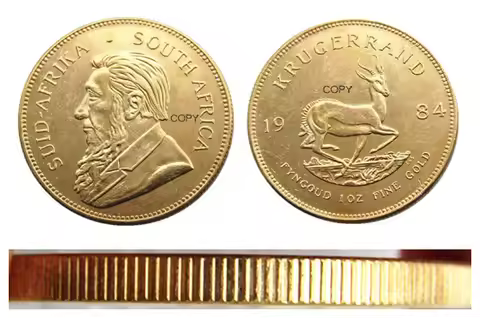 South Africa 1984 1 oz Proof Krugerrand Gold Plated Copy Coin