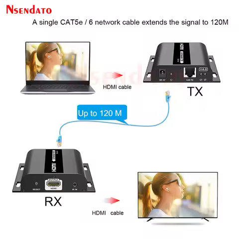 LKV383 V4.0 HDbitt HDMI Extender 120M Over RJ45 Extender HDMI over TCP IP Cat6 Network Ethernet Exte