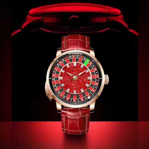 PINDU Mechanical Watch Top Fashion Business Watch NH35A Diamond Dial Button Gambling Table Game Roul