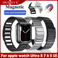 Magnetic Metal สาย Compatible with apple watch 7 8 Ultra 49mm วัสดุ สแตนเลสสตีล สายนาฬิกา Compatible