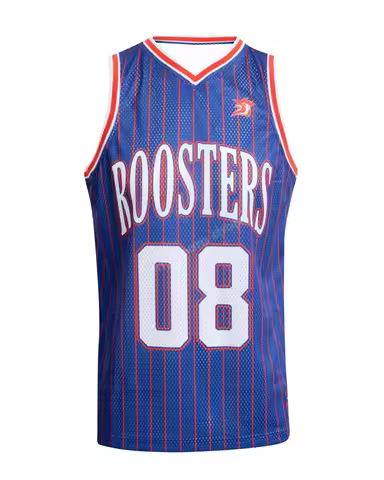 Men Women Kids NRL Roosters 08# Retro Basketball Singlet Blue Sleeveless Jersey Vintage Pinstripe Tr