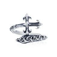 ake ake Prophets Calibur Braided Twisted Ring แหวนเงินแท้ 925 แกะมือขัดเงาลงดำขับลาย ลายดาบกางเขนขดล