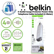 Belkin 4-Outlet Surge Protector Power Strip with Telephone Port (2m)