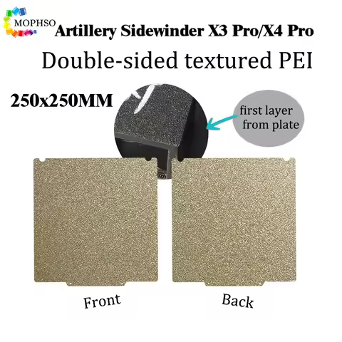 250x250 build Plate For Artillery Sidewinder X4 Pro Double Sided Textured PEI Spring Steel Sheet Sid