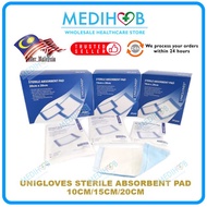 UNIGLOVES Sterile Absorbent Pad Gamgee pad 20s