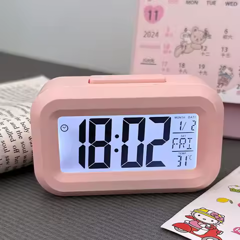 Sanrio Kawaii Hello Kitty Anime Cartoon Alarm Clock Room Desktop Ornament Student Alarm Clock Charm 