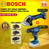 SYK Bosch GWS 180-LI GSB 185-LI 2 Kit Tools Combo Set Angle Griner Cordless Impact Drill Driver Battery 0 601 9H9 0L2
