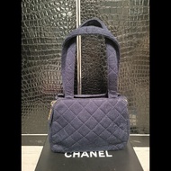 Chanel Vintage bag Chanel 31 cloth bag  藍色菱格紋手提包