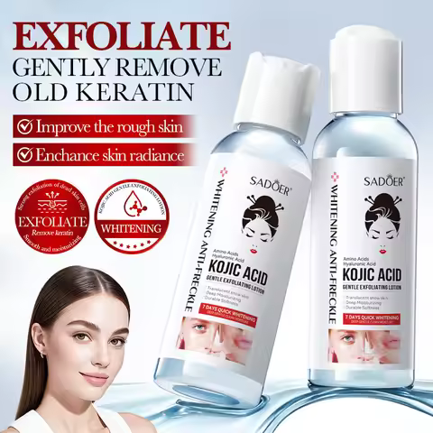 Kojic Acid Gentle Exfoliating Lotion 100ml, Coconut Brightening Exfoliator with Hyaluronic Acid for 