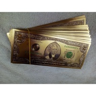 Combo of 2 2 Dollar gold-plated USD bills as Souvenirs