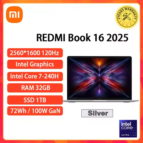 2025 Laptop XIAOMI Redmi Book 16 Laptop 60Hz/120Hz 16GB/32GB SSD 1TB 16" Intel C5 210H 220H C7-240H