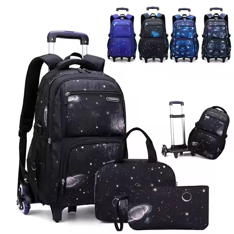 School Bag Kids Rolling Backpack for Boy Wheeled Backpack School Bag With Wheels Trolley Bookbag Car