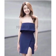 เดรสเกาะอกL21สีกรม