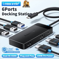 TC122 Lemorele 6 In 1 USB-C Docking Station Hub Adapter Ultra HD 4K Qutput Plug And Play
