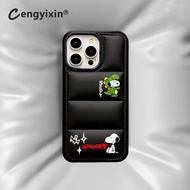 Cute Snoopy Down jacket phone cases for iphone 16 15 Pro Max 14 Pro Max i14 14plus 13 Pro Max i13 13