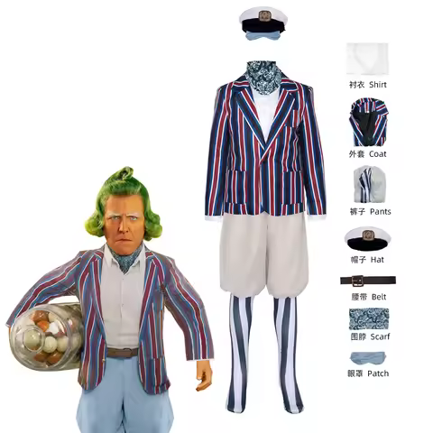 Oompa Loompa Costume Kids Adult Men Women Movie Deep Roy Willy Cosplay Outfit Coat Full Suit Hallowe