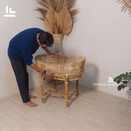 Scandinavian Rattan Baby Bed 75x65x75 cm + Pillow Mattress – Baby Cradle natural