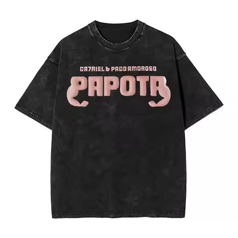 CA7RIEL & Paco Amoroso Papota Tour Washed T Shirts Streetwear Hip Hop Novelty T-Shirt Tees Tops for 