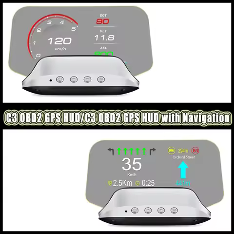 HUD Projector C3 Plus OBD2 HUD Navigation Projector Digital Speedometer Glass Projection Electronics