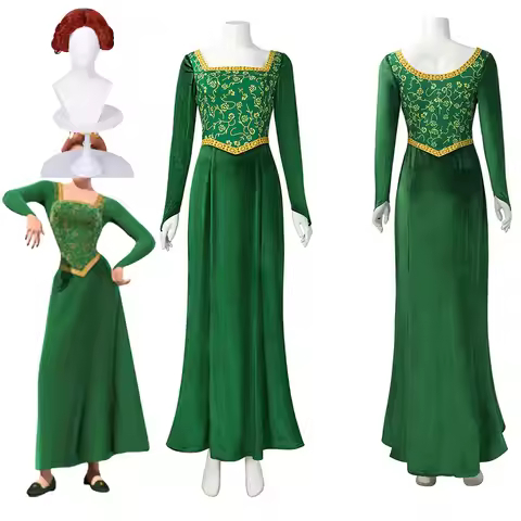 Anime Princess Fiona Cosplay Costume Anime Shrek Wife Green Fiona Cos Dress Wigs Outfit ForLadies Wo