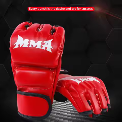 Professional Boxing Training Gloves Half Finger Leather Cushion for Adult Sanda Boxing UFC Training 