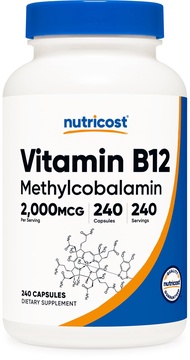 Vitamin B12 (Methylcobalamin) 2000mcg, 240 Capsules - Vegetarian Caps, Non-GMO, Gluten Free B12 Supp