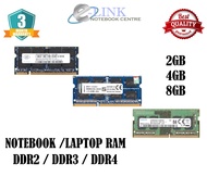 ( Memory ALL RAM PC  Laptop Notebook Refurbished ) LAPTOP RAM DDR2 / DDR3 / DDR4  2GB ~ 8GB RAM  MIX