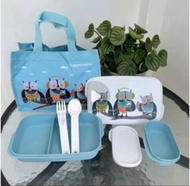 Tupperware Foodie Buddy Owl Rabbit tanpa Botol pink biru Lunch set tempat bekal anak wadah makanan t